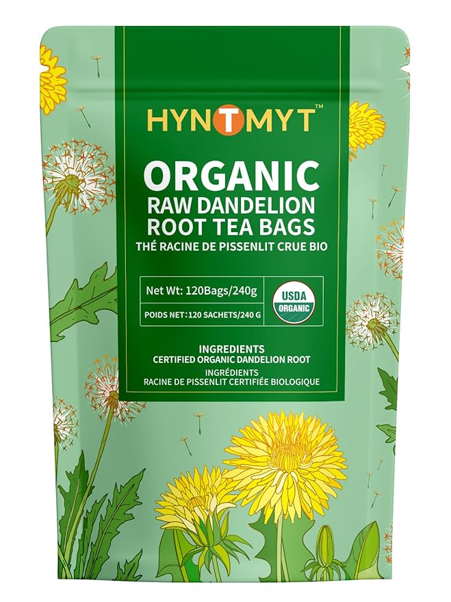 HYNTMYT Organic Raw Dandelion Root Tea Bags USDA Organic Tea Pure Dandelion Root Smooth &amp Mild Taste Caffeine Free 120 Count