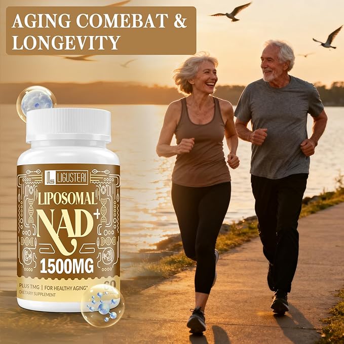 1500 MG Liposomal NAD+ 98%+ Absorption NAD+ Supplement for Women &amp Men with TMG for Aging Defense Cellular Energy Heart &amp Brain Function Longevity 120 Softgels