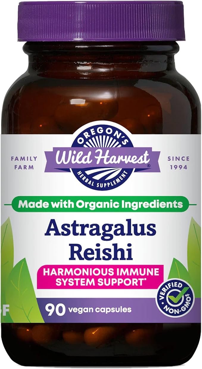 Oregon's Wild Harvest Astragalus Reishi Organic Herbal Supplement 90 Count