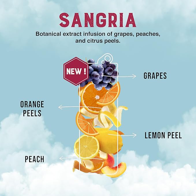 CLEVER - Sangria Nonalcoholic Mocktails for Any Occasion Refreshing Beverages with Citrus &amp Botanical Extracts Low-Calorie Mocktails Non-alcoholic Drinks with 70 Calories Pack of 12 (12 oz Ea)