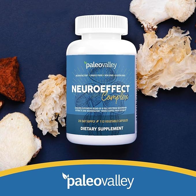 Paleovalley NeuroEffect - Neuro Mushroom Coffee Nutritional Supplement for Focus Memory and Energy Support - 28-Day Supply - 8 Full Spectrum Mushroom and Whole Coffee Fruit Extracts