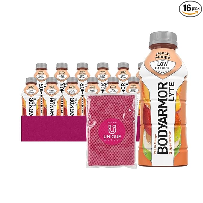 BodyArmor Lyte 16-Pack of Low Calorie Peach Mango Sports Drink Potassium-Packed Electrolytes 16 fl oz Plastic Bottle