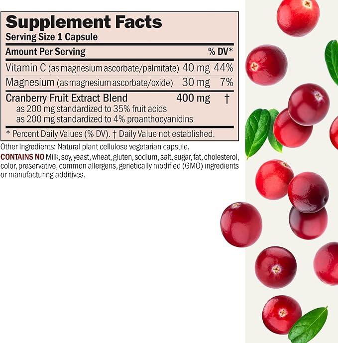 ANDREW LESSMAN Cranberry Benefits - 360 Capsules - Supports Bladder Kidney and Urinary Tract Health. High Potency Standardized Extracts of Cranberry Fruit Small Easy to Swallow Capsules