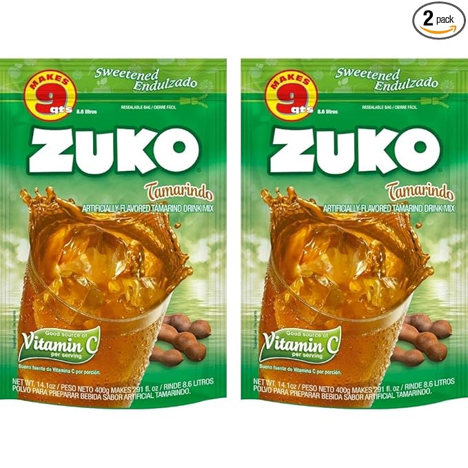 Zuko Tamarind Instant Powder Drink | Family Pack | No Sugar Needed | Vitamin C | 14.1 Ounce (Pack of 2)