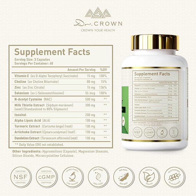 Liver Cleanse Detox &amp Repair - Milk Thistle Supplement with Silymarin N-Acetyl Cysteine(NAC) Artichoke Turmeric &amp Dandelion for Liver Detox Cleanse Gluten Free Non-GMO - 120 Capsules
