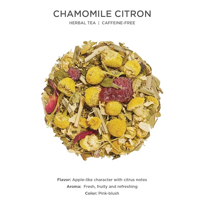 Tea Forte Chamomile Citron Premium Loose Leaf Caffeine-Free Herbal Tea Blend Canister Makes 35-50 Cups