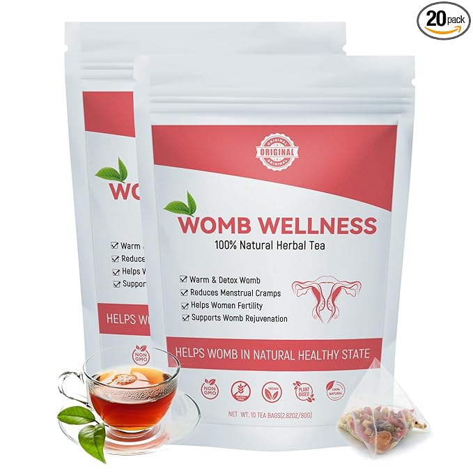 Laicuherb Womb Detox Herbal Tea for Women Healthy Pregnancy Pack of 2 Natural Fertility Tea for Get Pregnant Fast &amp Hormone Balance 20 Pyramid Tea Bags Vegan Caffeine Free