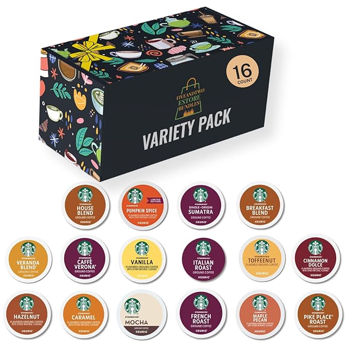 Coffee Pods Variety Pack – 16 Count K-Cups Sampler – Includes Dark Medium Light &amp Flavored Roasts – for Coffee Lovers in Gift Box