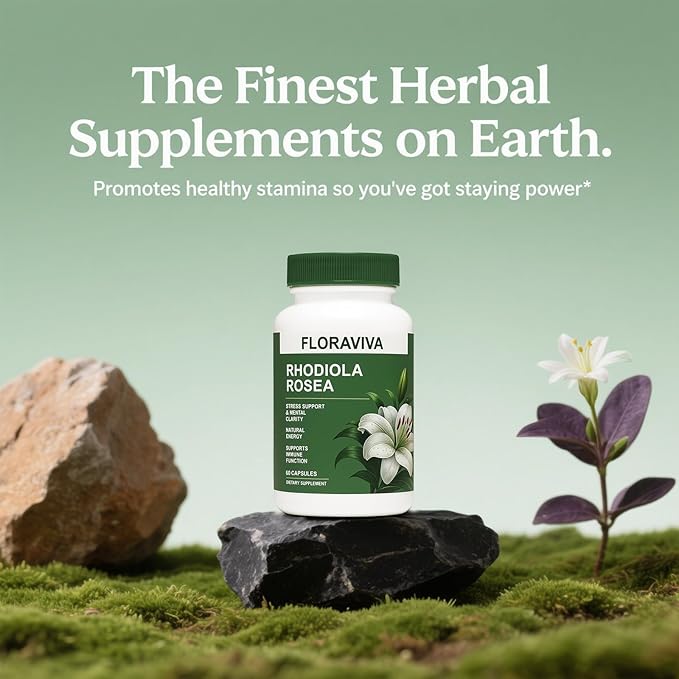 Rhodiola Rosea Capsules 500mg | Standardized for 3% Rosavins &amp 1% Salidroside | Supports Stress Relief Mental Focus &amp Natural Energy | Non-GMO Gluten-Free Supplement | 60 Capsules