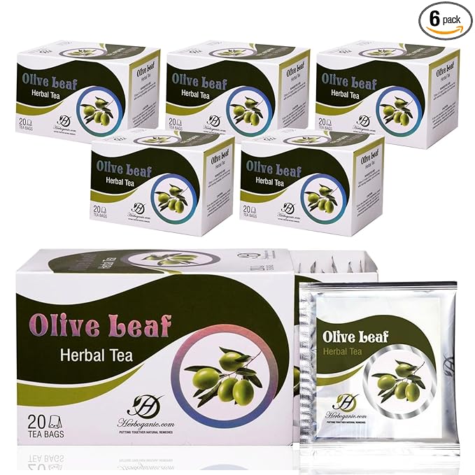 HERBOGANIC Olive Leaf Herbal Tea - Digestion Support and Immune Boost | Refreshing and Delicious Blend | Natural Ingredients | 120 Tea Bags