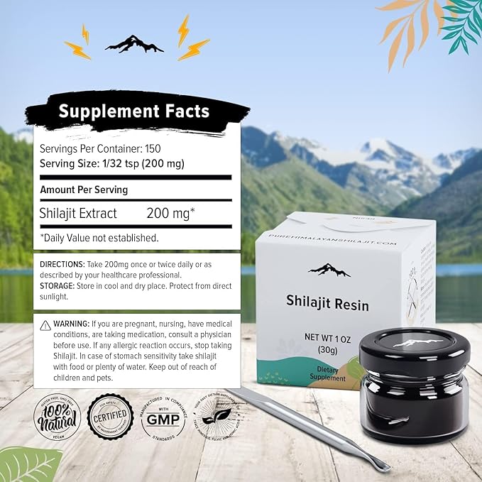 Pure Himalayan Shilajit High Nutritional Potency Grade A Shilajit Resin with 85+ Plant-Derived Trace Minerals and Fulvic Acid Energy &amp Immune Suport for Men &amp Women 3rd Party US Lab Tested