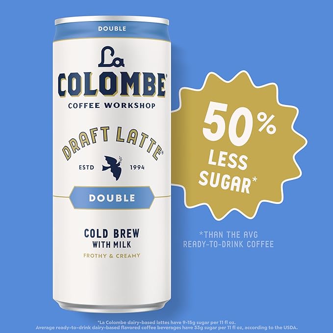 La Colombe Coffee Double Draft Latte 11 fl oz Cans (Pack of 12) Coffeehouse Quality Cold Brew Specialty Grade Coffee Beans Ready-to-Drink On-the-Go