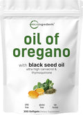 Micro Ingredients Oil of Oregano Softgels 300 Count | 2 in 1 Formulated with Black Seed Oil | 4X Strength Carvacrol &amp Thymoquinone | Plant Based Non-GMO
