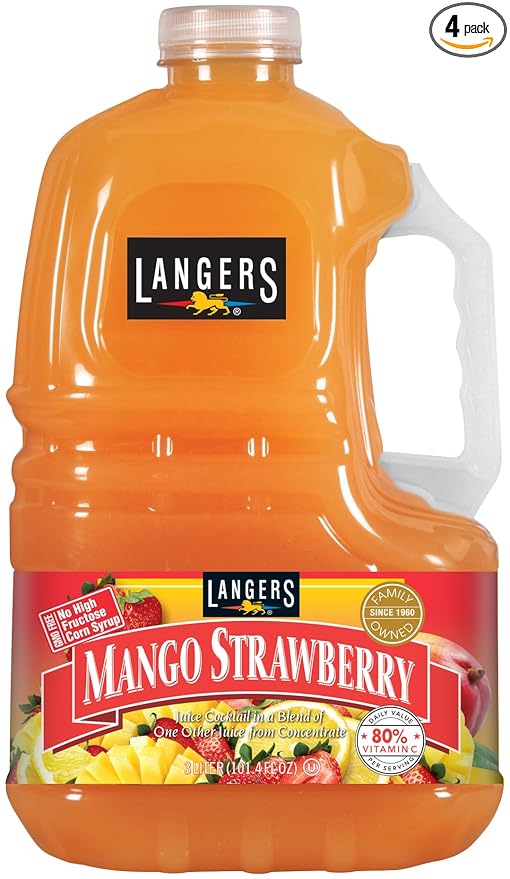 Langers Mango Strawberry Lemonade Juice Cocktail 101.4z (Pack of 4) 101.4 Fl Oz (Pack of 4)