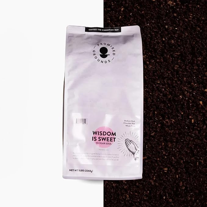 Proverbs 24 Ground Coffee Medium Dark Roast (5lb Bulk Bag) – Smooth Nut &amp Chocolate Notes Resealable for Freshness – Specialty Grade Ethically Sourced Church &amp Event Favorite – Faith-Insp