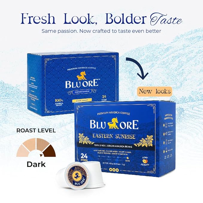 Blu Ore Premium Vietnamese Coffee Pods - Dark Roast - Recyclable Single Serve K-Cup Compatible (24 Count) - 100% Arabica Coffee No Preservatives or Artificial Flavor (Dark Roast)