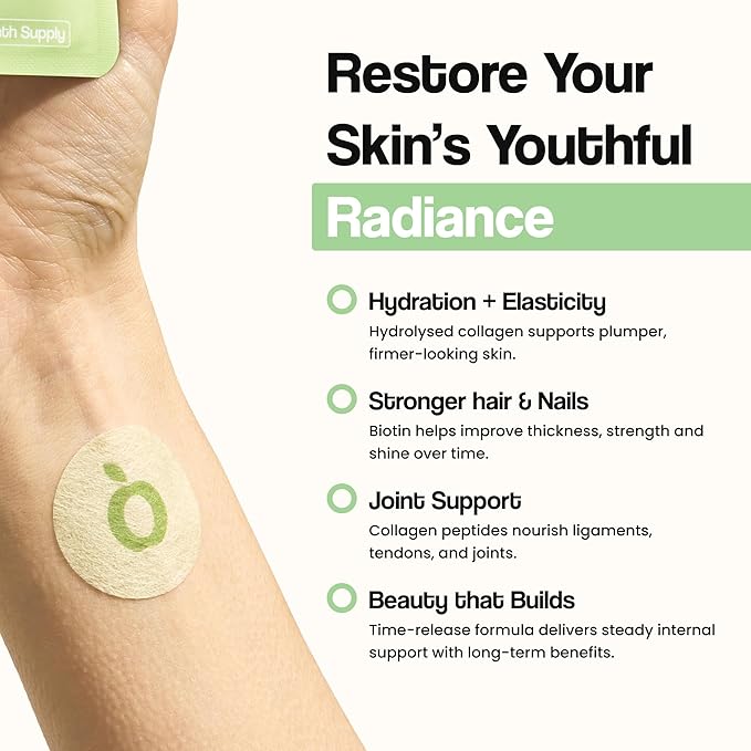 Day-to-Night Glow Patch Trio – Collagen Glow Sleep &amp NAD+ Patch | Skin-Friendly Water-Resistant Daily Wellness &amp Beauty Support