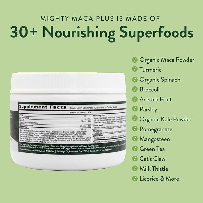 VIDAPURA Mighty Maca Plus Mango by Dr. Anna Cabeca – Superfood Greens Powder for Daily Energy &amp Vitality – Sugar-Free Vegan Alkaline 30-Day Supply