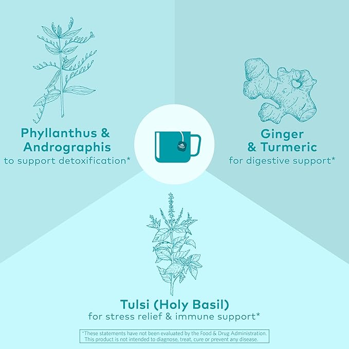 Organic India Tulsi Cleanse Detox Tea - Holy Basil Ginger Turmeric Herbal Tea Stress Relieving &amp Cleansing Immune Support Adaptogen Organic Non-GMO Caffeine-Free - 18 Infusion Bags 6 Pac