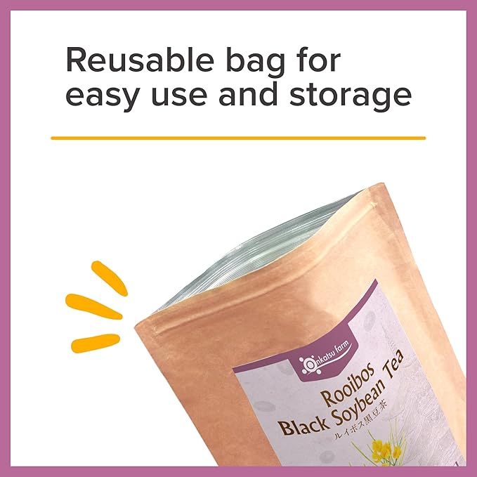 Onkatsu Farm Rooibos Black Soy Bean Premium Japanese Tea Bags Rich Aromatic Nutty Flavor Hot or Iced Caffeine Free 50 Total Tea Bags