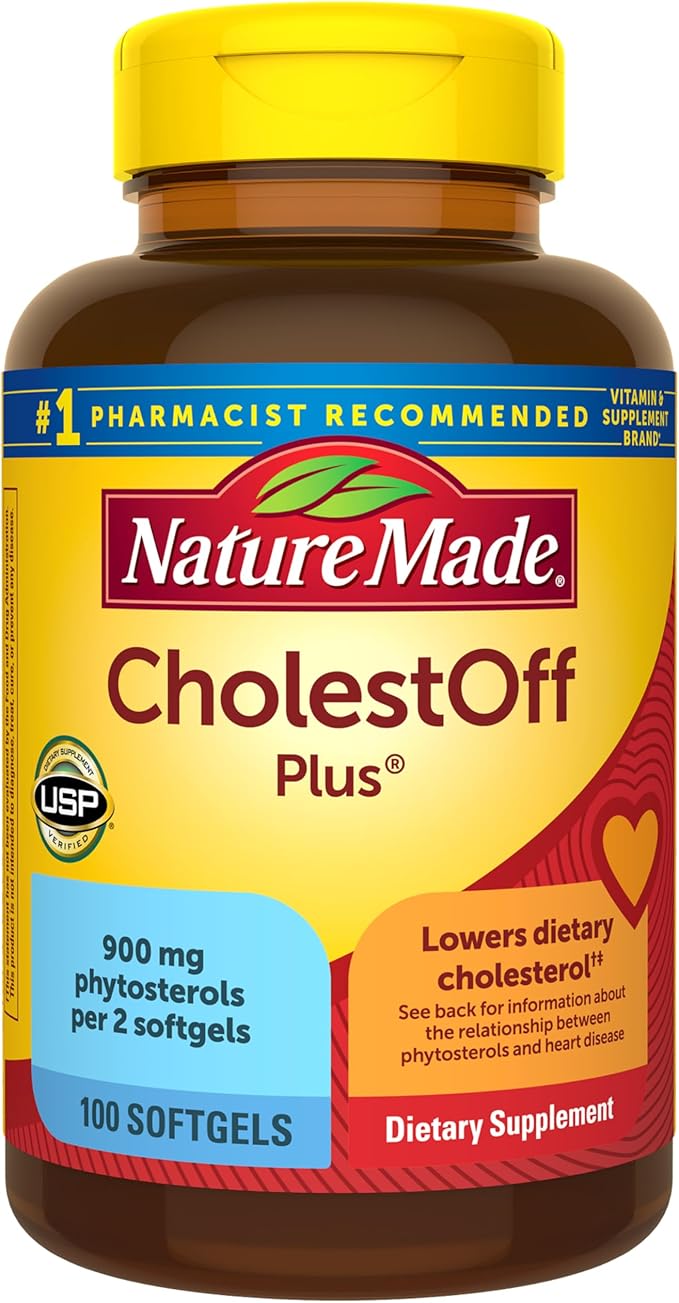 Nature Made CholestOff Plus Dietary Supplement for Heart Health Support 100 Softgels 25 Day Supply