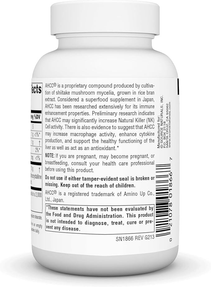 Source Naturals AHCC 750 mg Increases Natural Killer Cell Activity* - 60 Capsules