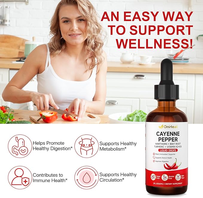 Pure Capsaicin Extract Contains Hawthorn Beetroot Turmeric Vitamins K2 and D3 Ginseng Ceylon Cinnamon - Capsaicin Supplement for Health Benefits - 60ml