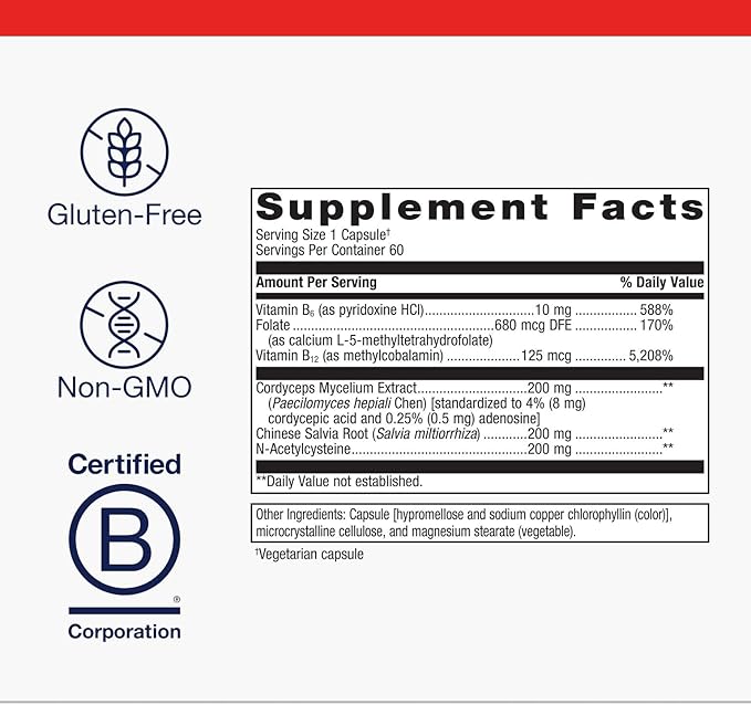 Metagenics Renagen DTX - Healthy Kidney Detoxification* - For Heart Health* - With Vitamin B6 Folate Vitamin B12 &amp Cordyceps - Nutritional Supplement - Non-GMO - Gluten-Free - 60 Capsules