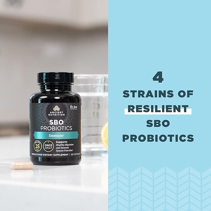 Ancient Nutrition Probiotics for Immune Support SBO Once Daily Probiotics with Vitamin C and Vitamin D 30Ct for Healthy Digestion and Immune System Function Support 25 Billion CFUs*