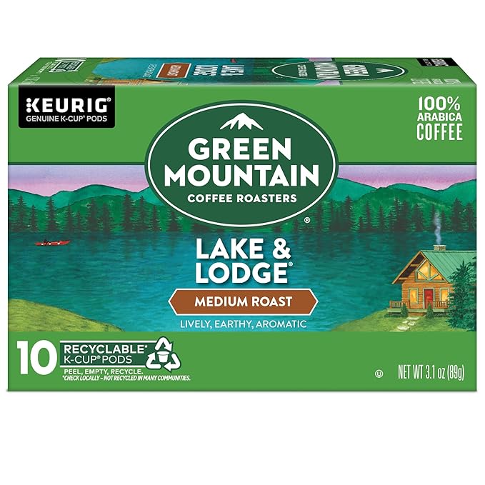 Green Mountain Coffee Roasters Lake and Lodge Blend Keurig Single-Serve K-Cup pods Dark Roast Coffee 60 Count (6 Packs of 10)
