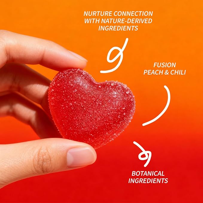 Spicy Square Gummy Heart-Shaped Intimacy Gummies with Muira Puama Chili Pepper Maca&amp Epimedium for Promote Hormone Balance Vegan Peach Flavor (60 Gummies)