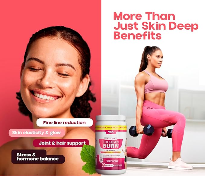 Hydrolyzed Collagen Powder for Weight Loss - Burn Ultimate Beauty Complex Multi Peptides Powder for Women with Types I II III V and X for Fat Burning Support Unflavored 40 Servings