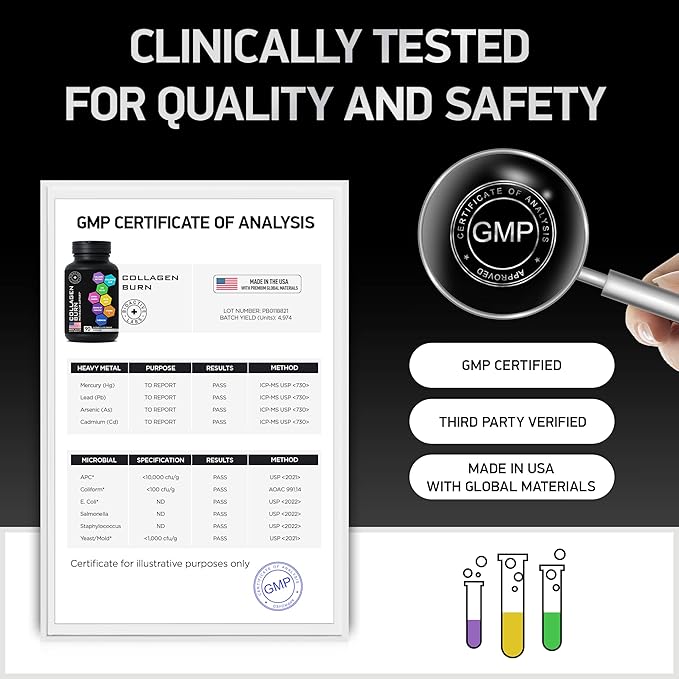 Thermogenic Multi Collagen Burn Capsules - Advanced Type I II III V X Hydrolyzed Collagen Peptides Plus Hyaluronic Acid - Metabolism Cellulite Skin Hair Nails Support - 90 Collagenic Burn Caps