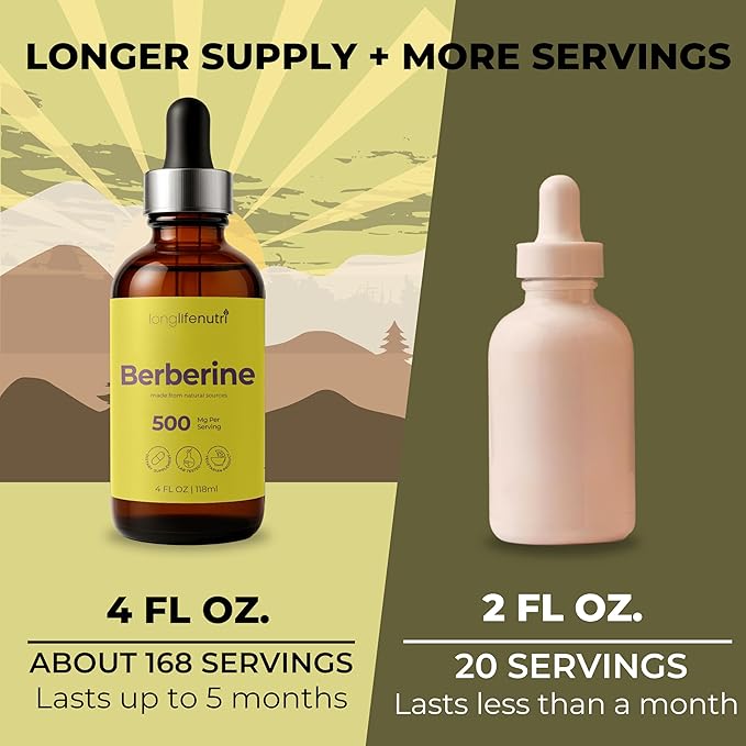 Berberine Liquid Drops - from Berberis Aristata Bark 4 FL OZ Organic Supplement for Gut Balance &amp Natural Energy Sugar-Free Extract Raspberry Flavor 5-Month Supply GMP Certified