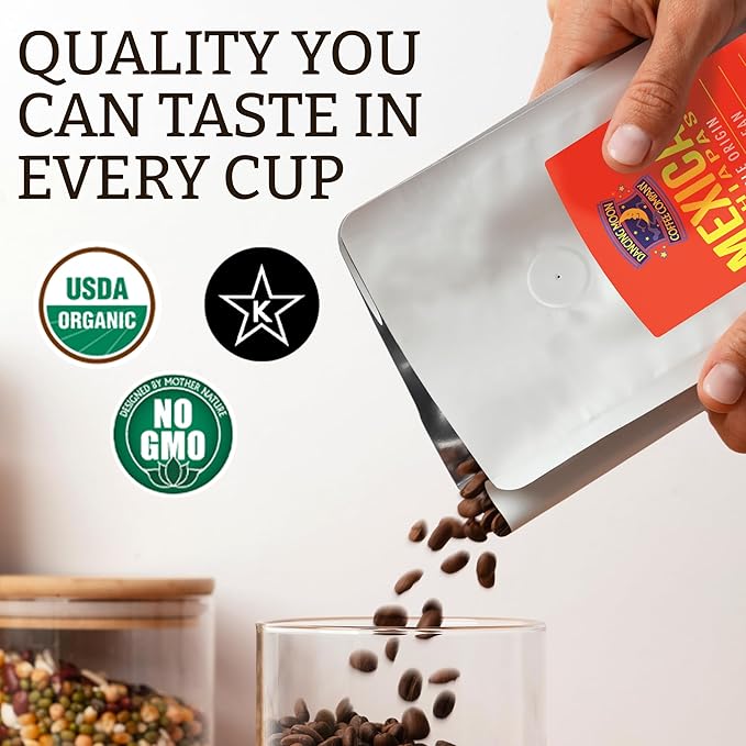 Dancing Moon Dark Roast Mexican Chiapas Organic Whole Bean Coffee (3-pack)