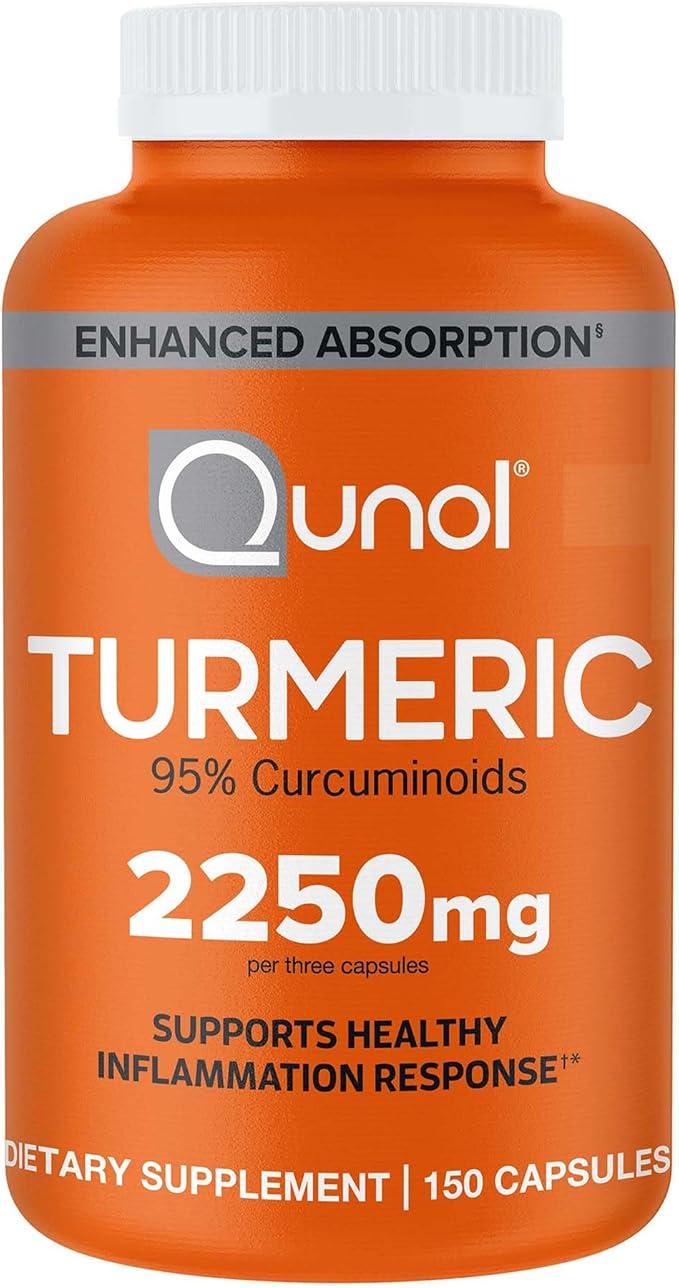 Qunol Turmeric Curcumin with Black Pepper 2250mg Turmeric Extract with 95% Curcuminoids Extra Strength Turmeric Supplement Enhanced Absorption Joint Support Supplement 150 Vegetarian Capsules