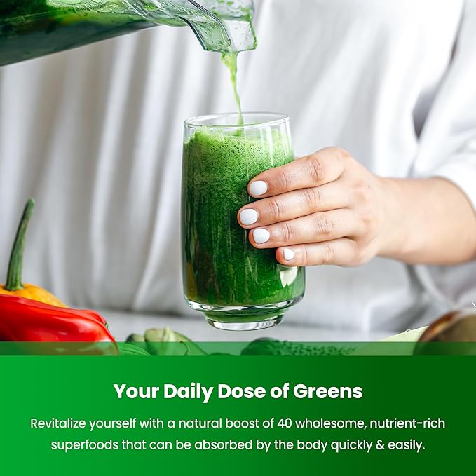 NutraChamps Super Greens Powder Premium Superfood | 20+ Organic Green Veggie Whole Foods | Alfalfa Spirulina Chlorella &amp More | Antioxidant Digestive Enzyme &amp Probiotic Blends | Unflavored