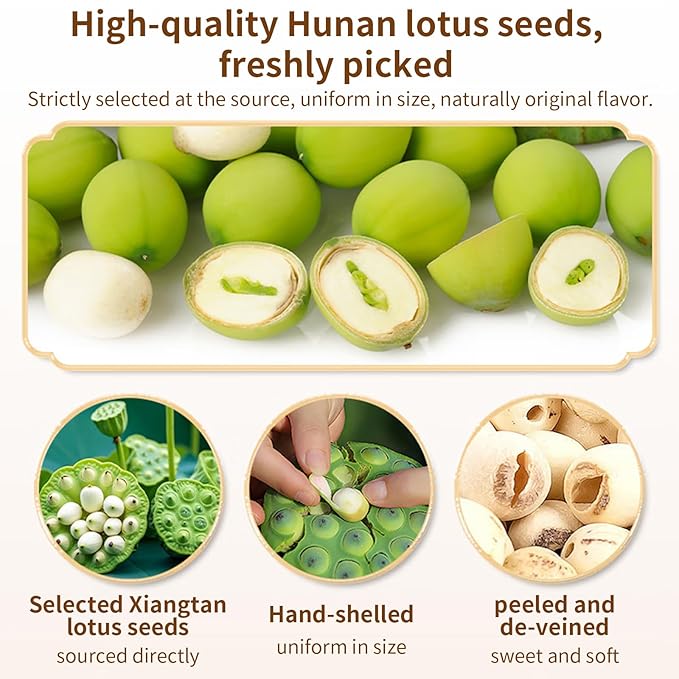 Baihuatang Natural Lotus Seeds for Tea Porridge Natural Dried White Lotus Seeds (Lian Zi) - 300g Herbal Tea &amp Cooking Ingredient Perfect for Porridge Soup and Traditional Recipes 莲子 百合银耳莲子羹原料
