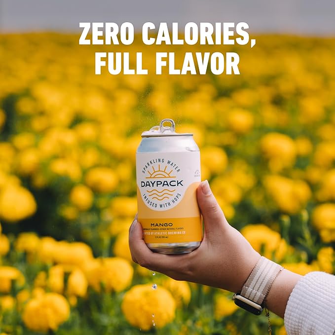 Athletic Brewing Company Daypack Sparkling Water Infused With Hops Gluten Free &amp Vegan Soda Water Zero Calorie Natural Flavors Mango 12 Pack 12 FL Oz Cans
