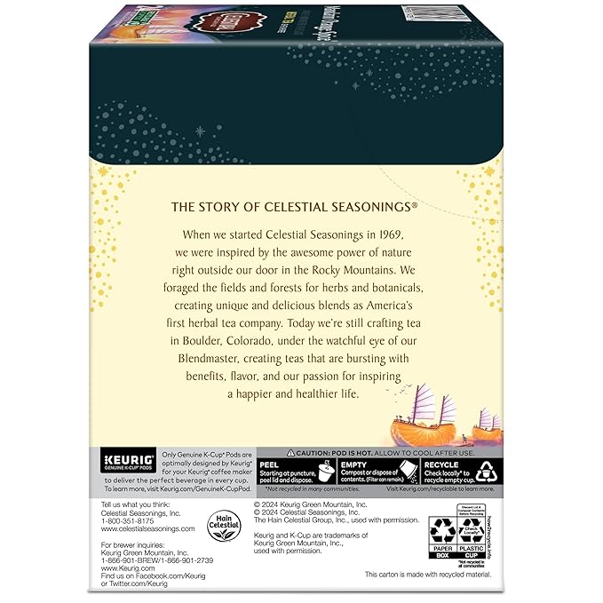 Celestial Seasonings Mandarin Orange Spice Herbal Tea Single-Serve Keurig K-Cup Pods 96 Count