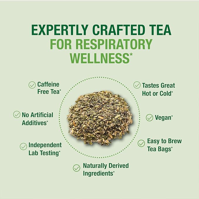 Bell Ezee Breathing Tea Bags Respiratory &amp Lung Support | Natural Herbal Blend with Peppermint Thyme Eucalyptus &amp More| Lab Tested Vegan Non-GMO Caffeine Free 20 Tea Bags - 2 Pack