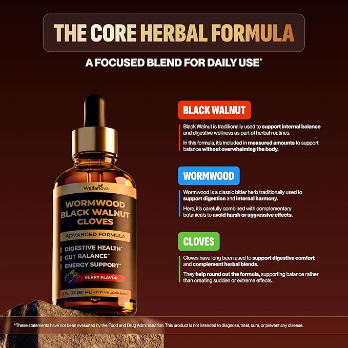 Wormwood Black Walnut Clove Cleanse for Humans - Advanced Detox for Adults - Gut Health Supplement with Wormwood Herb Black Walnut Hull Clove Garlic Pumpkin Seed PAU D'Arco Soursop
