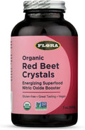 Flora - Organic Red Beet Crystals Energizing Superfood Nitric Oxide Booster Vegan Equals 5.5 lbs. of Red Beets Pressed from Fresh Harvested Organic Beets 7-oz. Powder