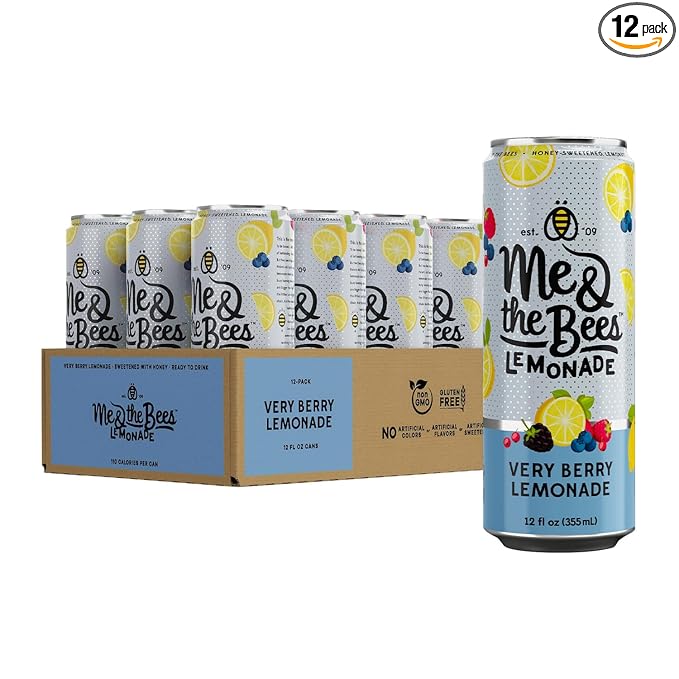 Me &amp the Bees Lemonade Very Berry Lemonade Refreshing All-Natural Drink No-Artificial Colors Perfect for Any Occasion (Pack of 12)