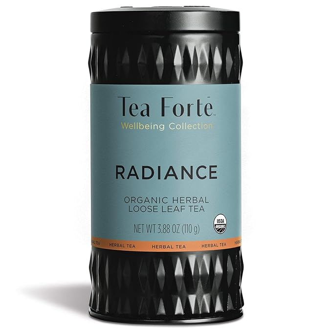 Tea Forte Radiance Premium Loose Leaf Caffeine-Free Herbal Tea Blend Canister Makes 35-50 Cups
