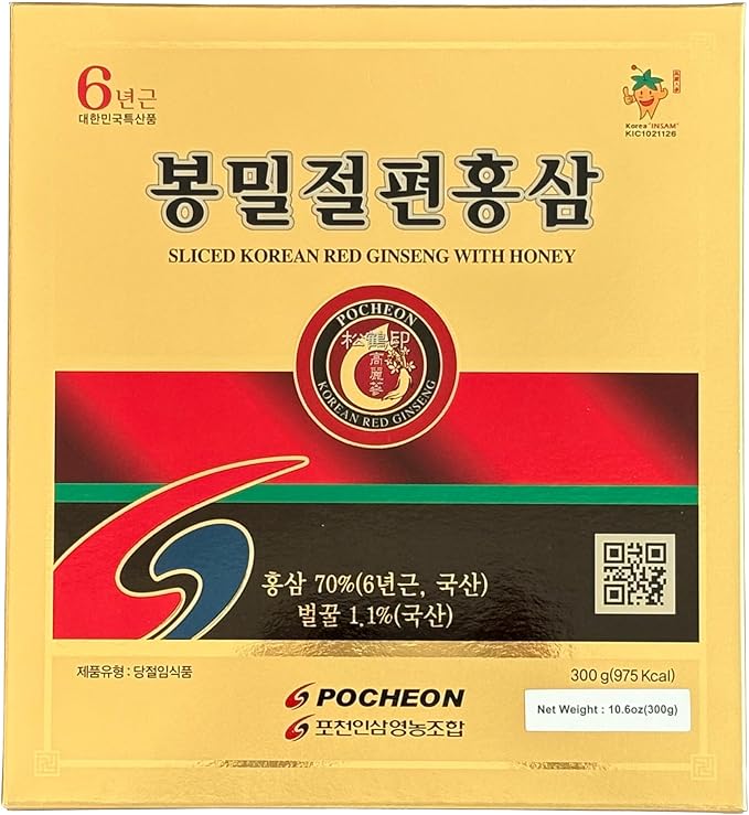Pocheon 300g(10.6oz) 6Years Sliced Korean Panax Red Ginseng Roots with Honey Saponin