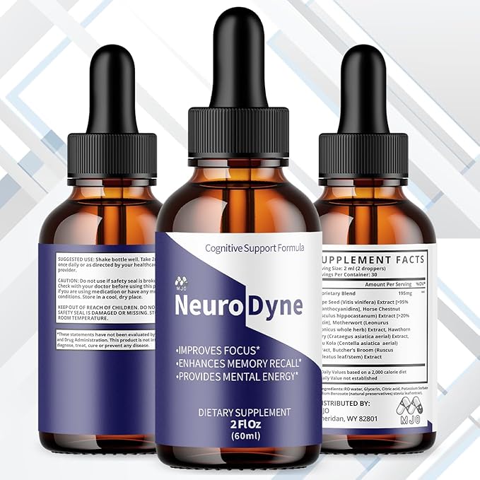 (2 Pack) Neurodyne Drops Official Neuro Dyne Liquid Drops with All Natural Ingredients Advanced Neurodyne Joint Health &amp Nerve Support Supplement with Premium Vitamins for Women &amp Men (60 Se