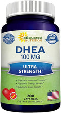DHEA 100mg Supplement – 200 Capsules – High Potency Dehydroepiandrosterone for Men and Women – Max Strength Pills for Brain Health Energy and Immune Function – Formulated in USA Third-Party Tested