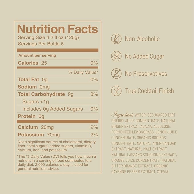 Tilden Tandem Non-Alcoholic Cocktail Vegan and No Sugar Added Tart Cherry Bitter Orange American Oak 750ml (Pack of 3)