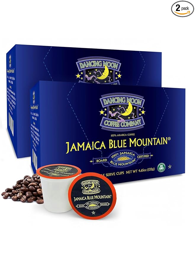 Dancing Moon Coffee Pods - 100% Jamaica Blue Mountain Medium Roast - K-Cup Compatible Keurig Coffee Pods - Small-Batch Crafted Supports Military Charity - 24 Cups